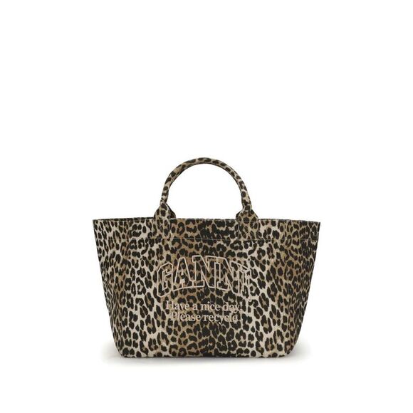 Ganni XXL Leopard Tote Women's Bag - Picture 1 of 4